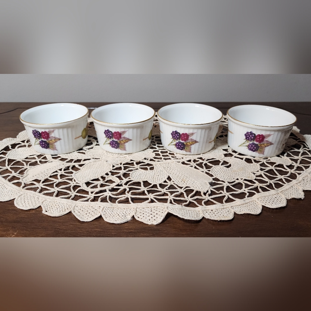 Vintage Royal Worcester Evesham Ramekins Set of 4 Made in England Fine Porcelain